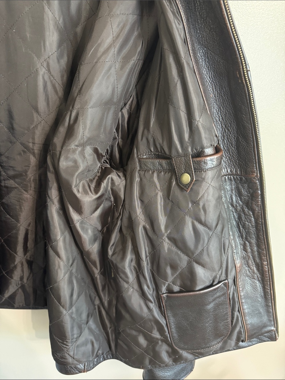 Member’s Mark Men's Brown Leather‎ Bomber Moto Full Zip Jacket Size L - Picture 10 of 14